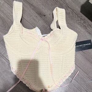 for love and lemon Cream Knit Crop Top NWT
